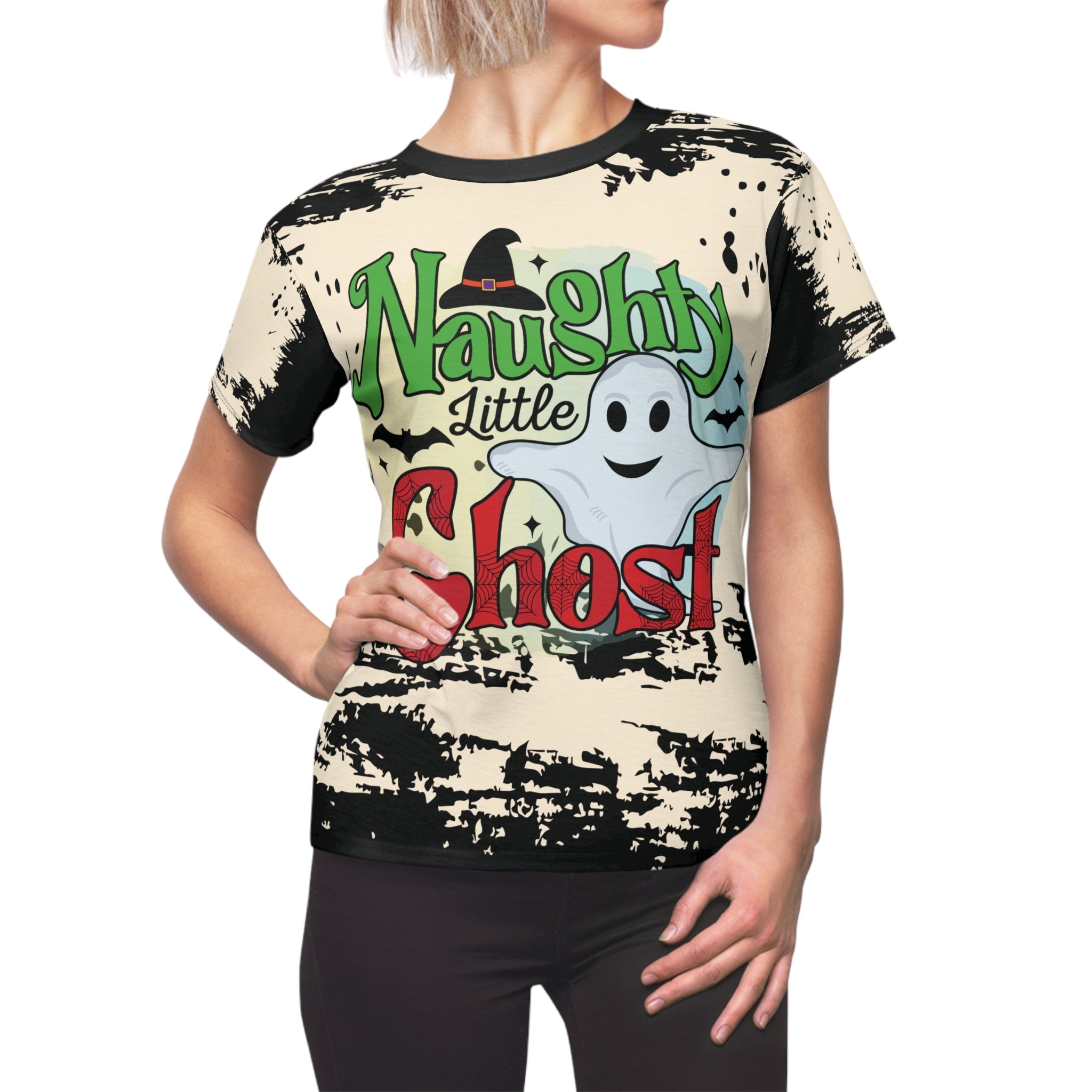 Kate McEnroe New York Naughty Little Ghost Halloween Tee, Fun Retro Graphic Shirt, Spooky Kitsch Halloween Top, Vintage - Inspired Ghost T-ShirtT-Shirts3549434195