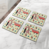 Kate McEnroe New York Naughty or Nice 1950s Christmas Mid Century Modern Soapstone Coaster SetCoasters7021