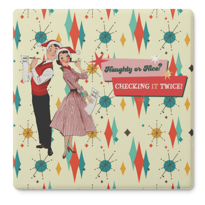 Kate McEnroe New York Naughty or Nice 1950s Christmas Mid Century Modern Soapstone Coaster SetCoasters7021
