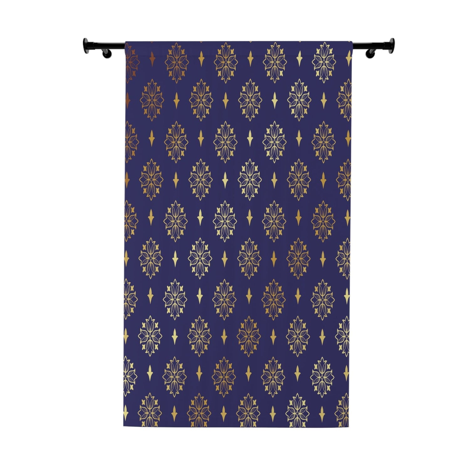 Kate McEnroe New York Navy Blue Gold Damask Blackout Window Curtain, Chinoiserie Oriental Drapes, Grandmillenial DecorWindow Curtains20642908406488532802