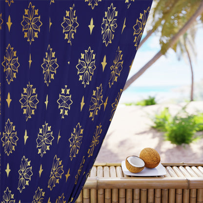 Kate McEnroe New York Navy Blue Gold Damask Blackout Window Curtain, Chinoiserie Oriental Drapes, Grandmillenial DecorWindow Curtains20642908406488532802