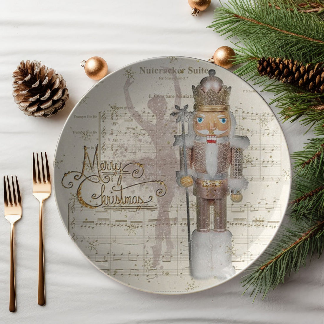 Kate McEnroe New York Nutcracker Christmas Plate, Vintage Style Holiday Dinnerware, Festive Dining DecorPlatesP22 - NUT - CK1 - 2S
