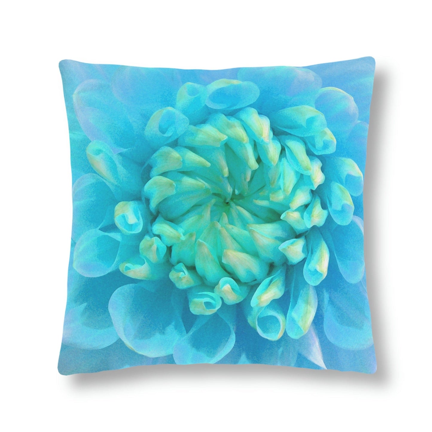 Kate McEnroe New York Outdoor Pillow in Painted Turquoise Dahlia Flower Outdoor Pillows 16" × 16" / Square 21123742034022568419