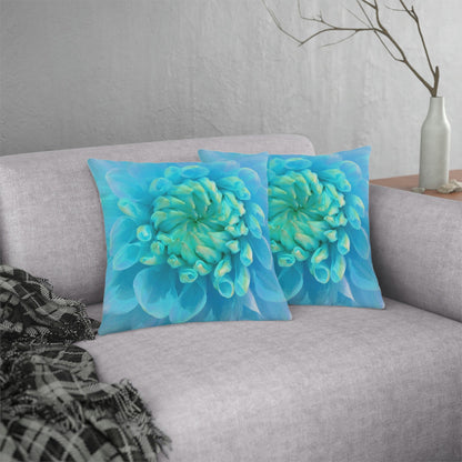 Kate McEnroe New York Outdoor Pillow in Painted Turquoise Dahlia Flower Outdoor Pillows