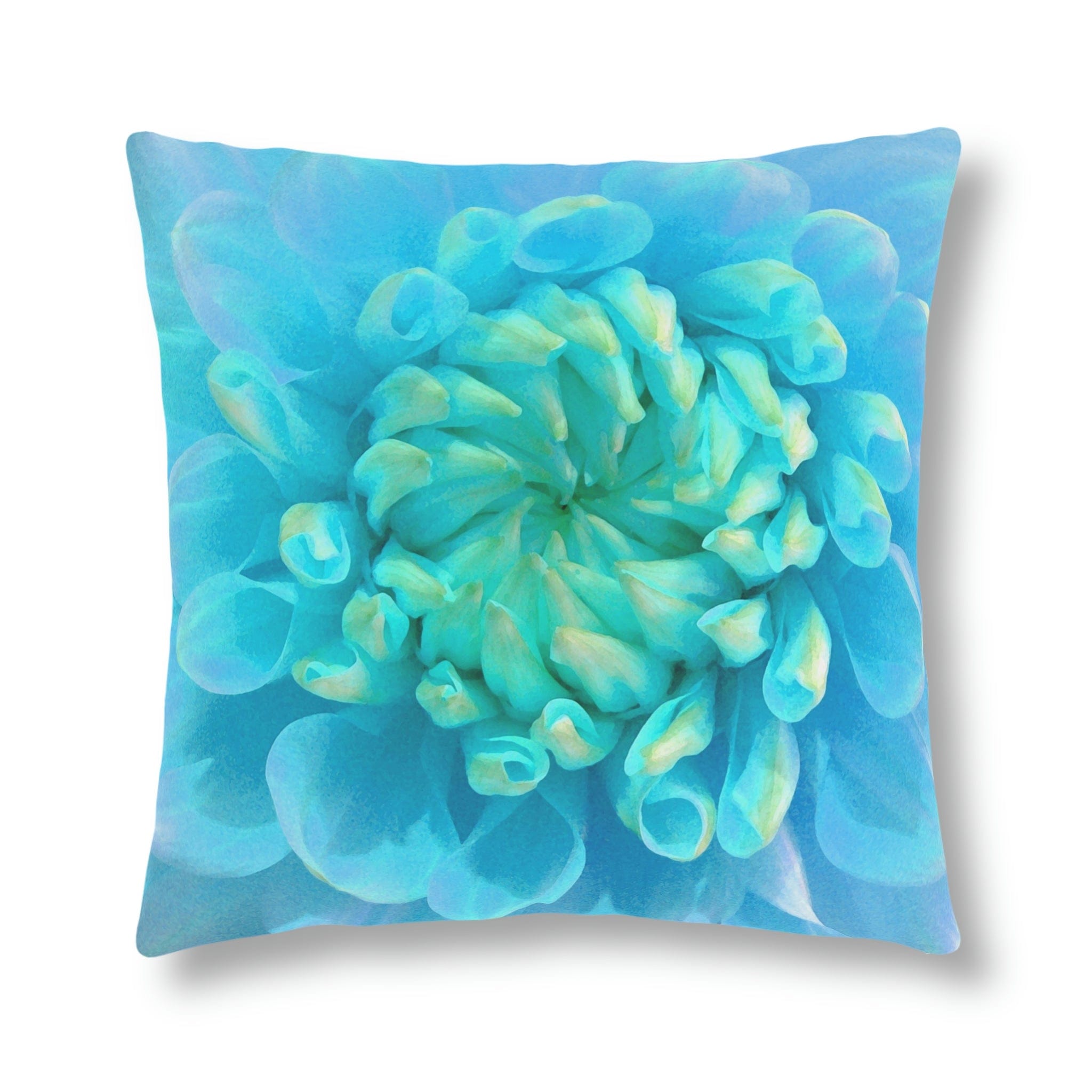 Kate McEnroe New York Outdoor Pillow in Painted Turquoise Dahlia FlowerThrow Pillows15064022590620034333