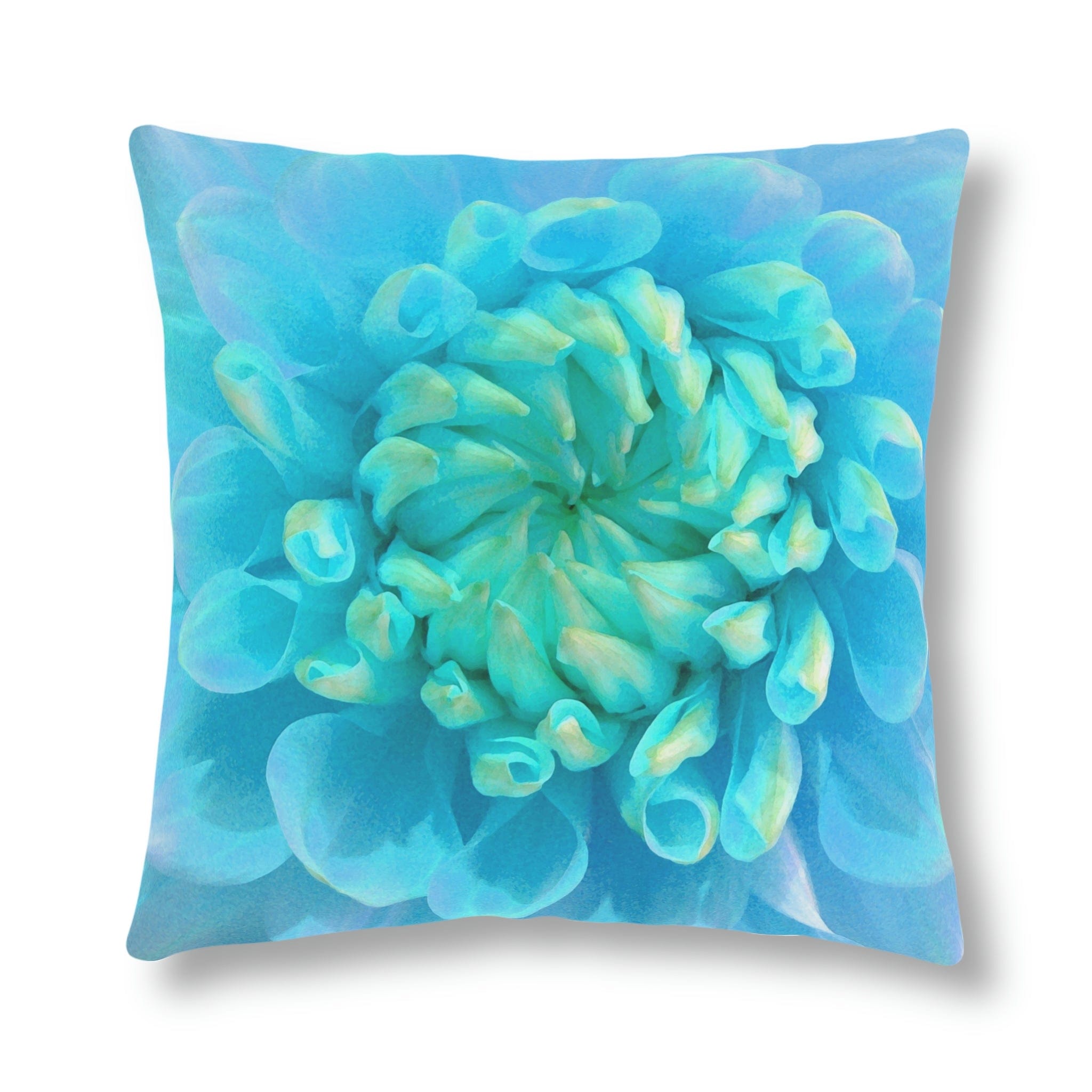 Kate McEnroe New York Outdoor Pillow in Painted Turquoise Dahlia FlowerThrow Pillows15064022590620034333