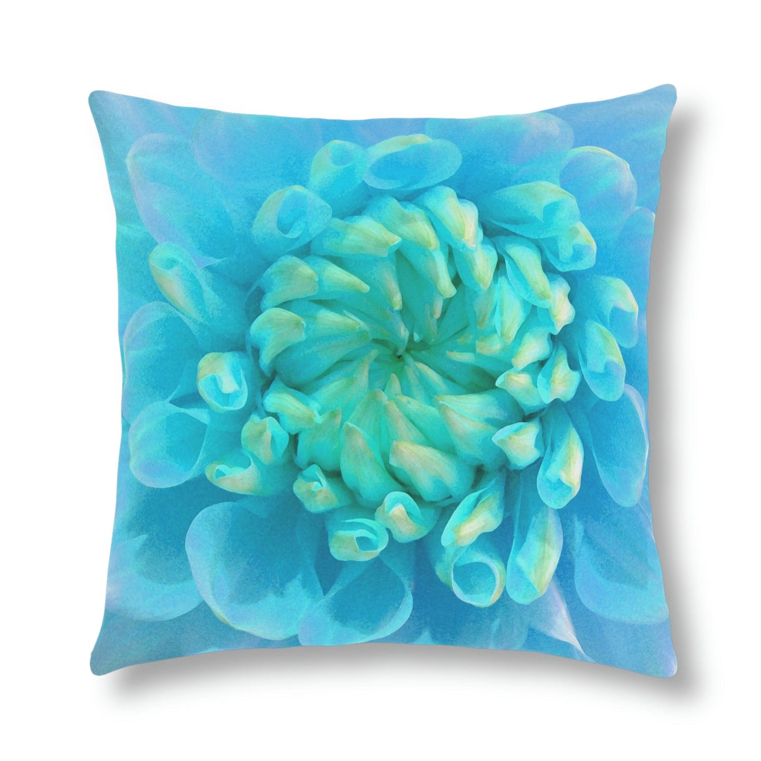 Kate McEnroe New York Outdoor Pillow in Painted Turquoise Dahlia FlowerThrow Pillows16407444430898672731