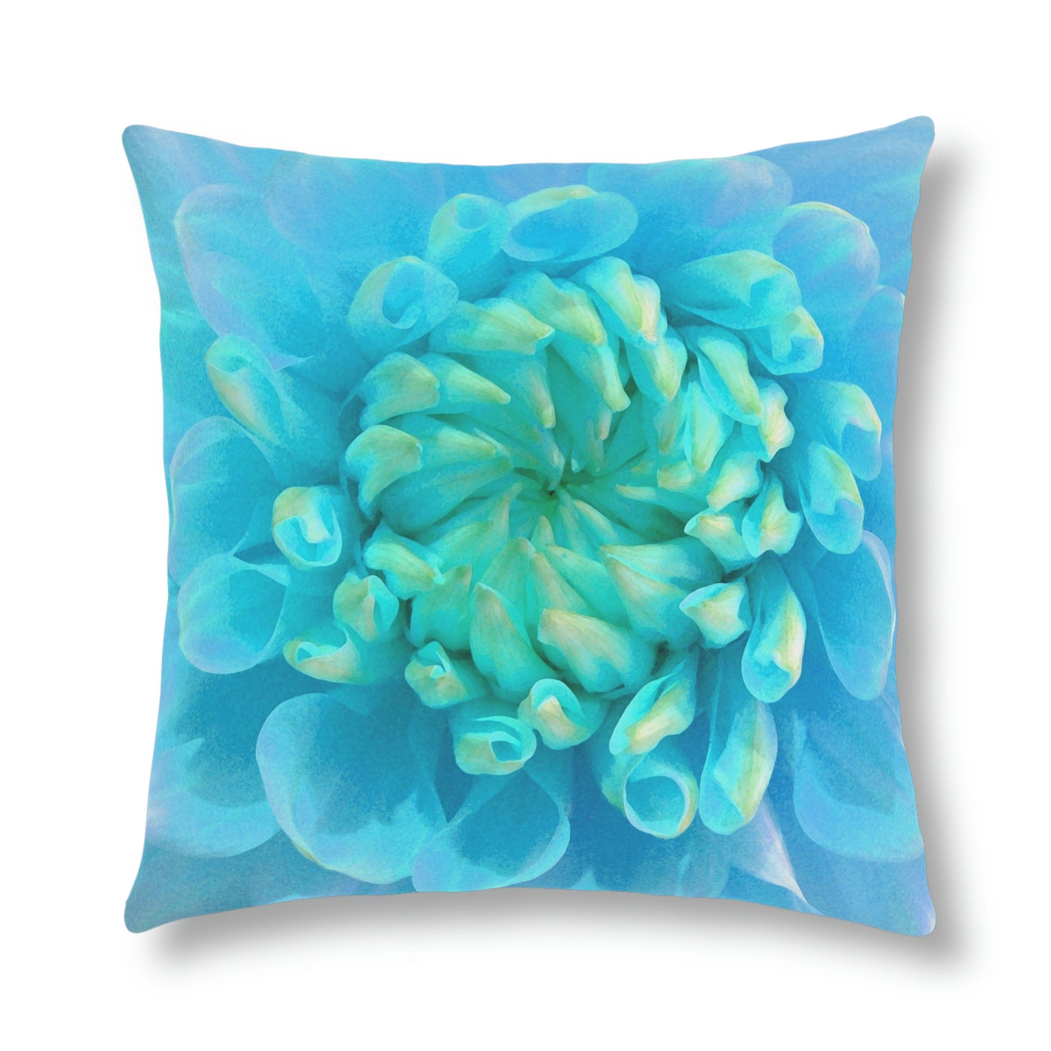 Kate McEnroe New York Outdoor Pillow in Painted Turquoise Dahlia FlowerThrow Pillows16407444430898672731