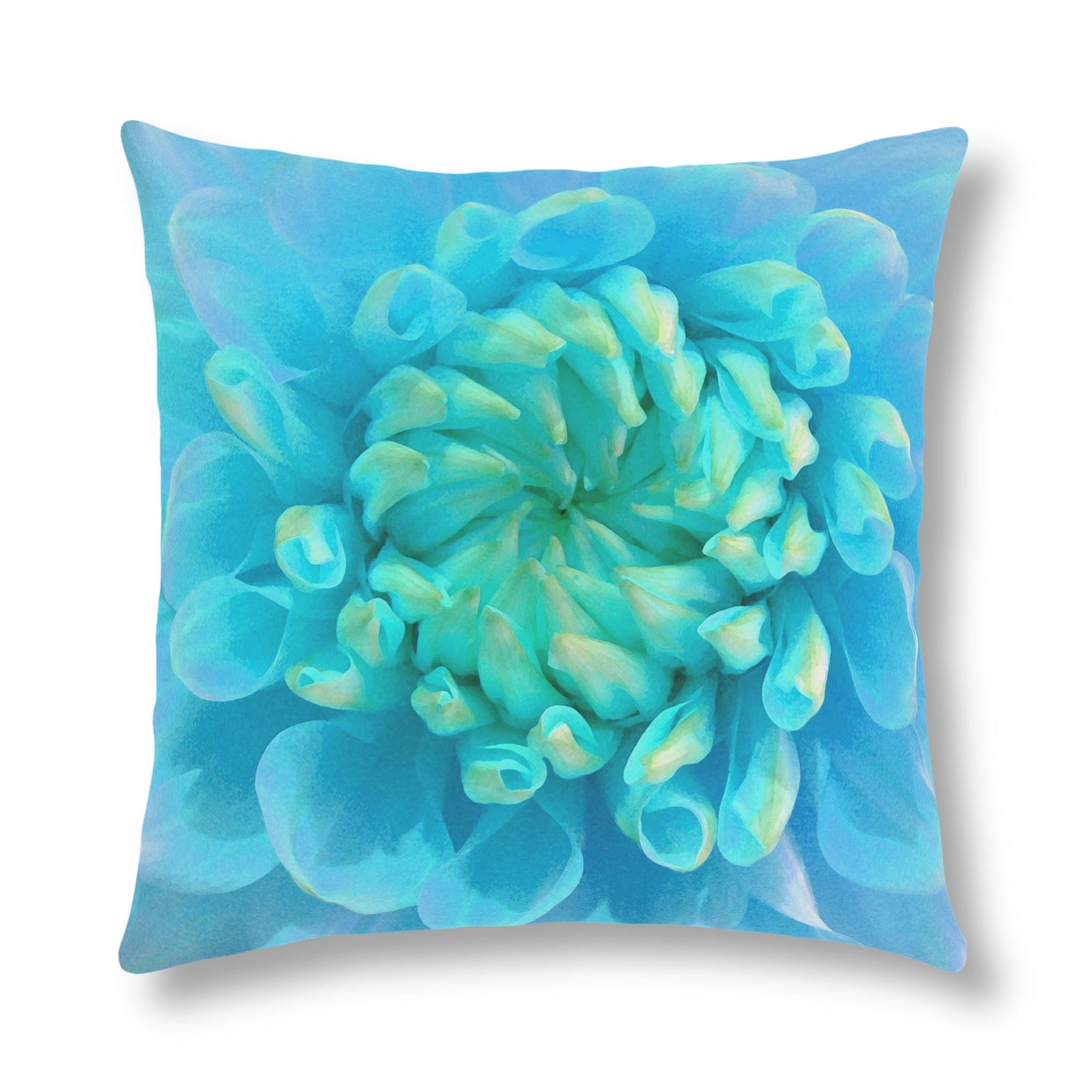 Kate McEnroe New York Outdoor Pillow in Painted Turquoise Dahlia FlowerThrow Pillows16407444430898672731