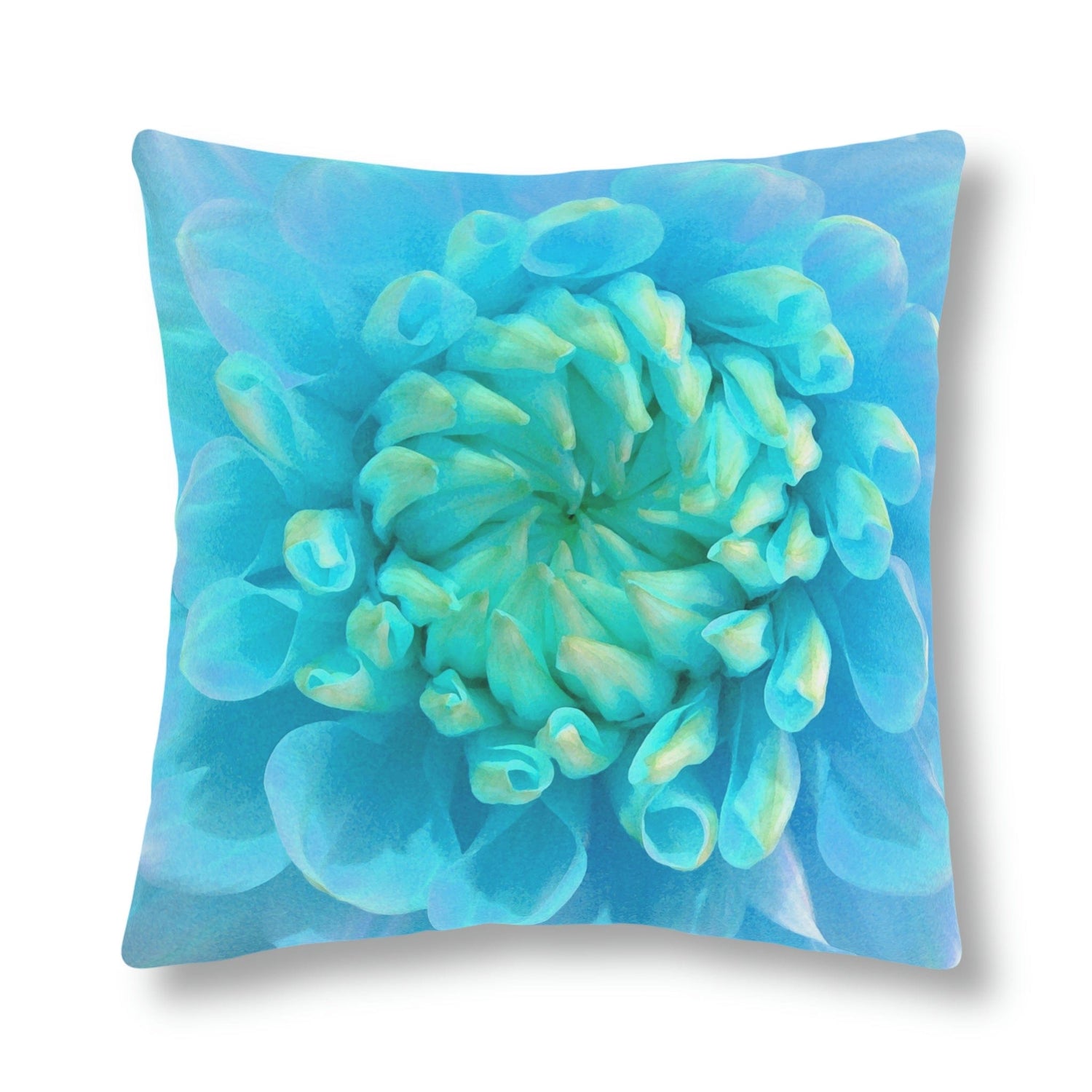 Kate McEnroe New York Outdoor Pillow in Painted Turquoise Dahlia FlowerThrow Pillows30427470663094431475
