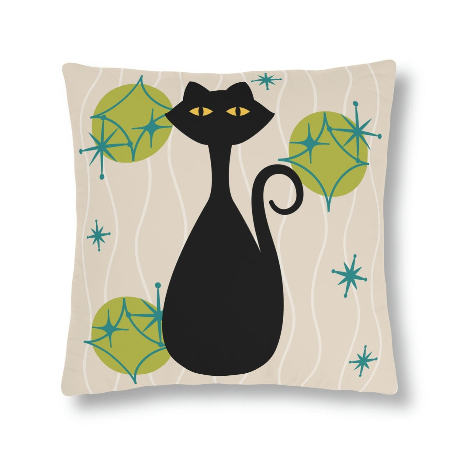 Kate McEnroe New York Outdoor Pillow in Retro 1950s Atomic Cat Print Outdoor Pillows 16&quot; × 16&quot; / Square 22664920115055717103