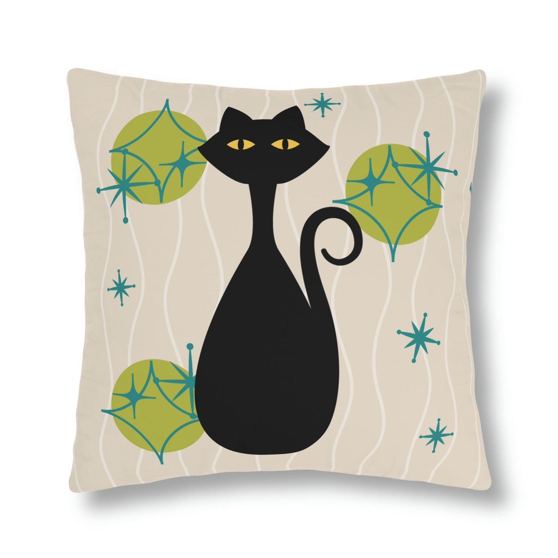 Kate McEnroe New York Outdoor Pillow in Retro 1950s Atomic Cat Print Outdoor Pillows 18" × 18" / Square 19419355003585140328