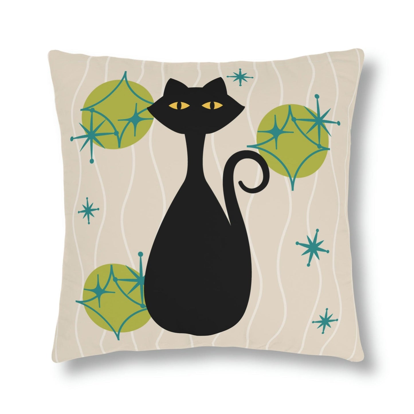 Kate McEnroe New York Outdoor Pillow in Retro 1950s Atomic Cat Print Outdoor Pillows 20" × 20" / Square 14259166027390781657