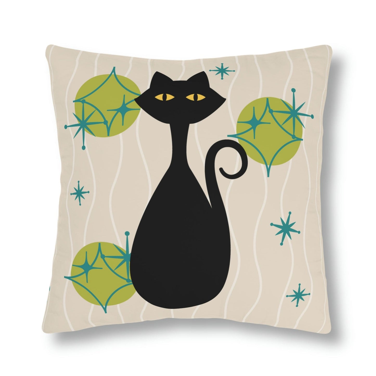 Kate McEnroe New York Outdoor Pillow in Retro 1950s Atomic Cat Print Outdoor Pillows
