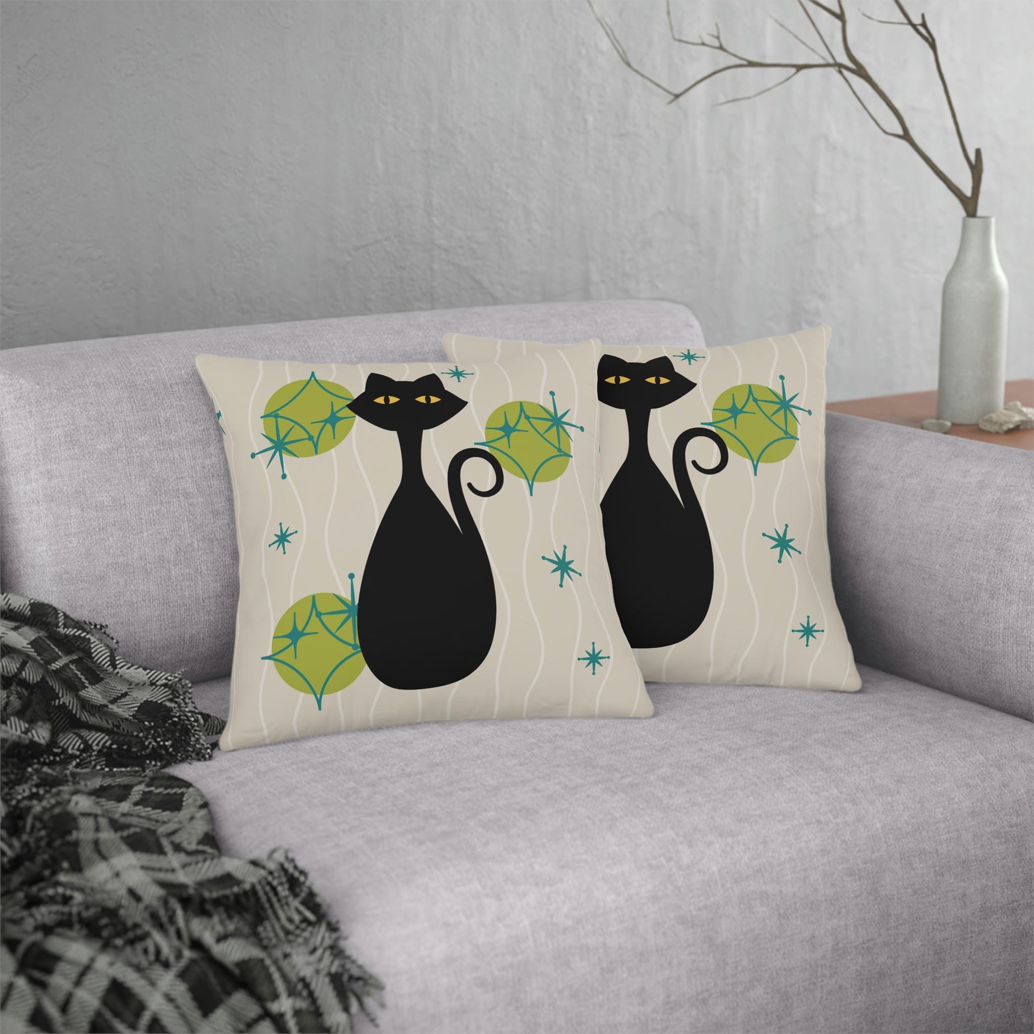 Kate McEnroe New York Outdoor Pillow in Retro 1950s Atomic Cat PrintThrow Pillows19419355003585140328