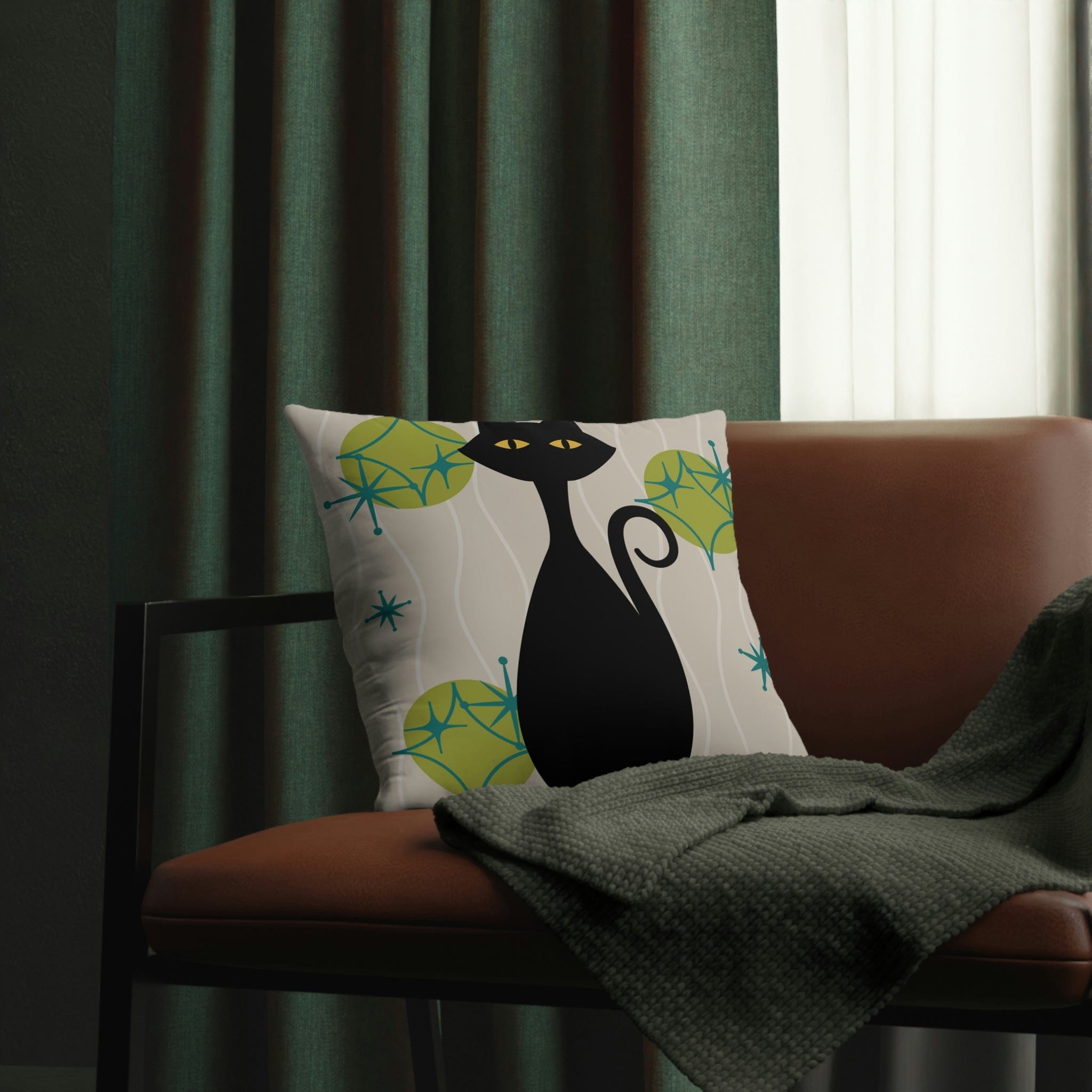 Kate McEnroe New York Outdoor Pillow in Retro 1950s Atomic Cat PrintThrow Pillows22664920115055717103