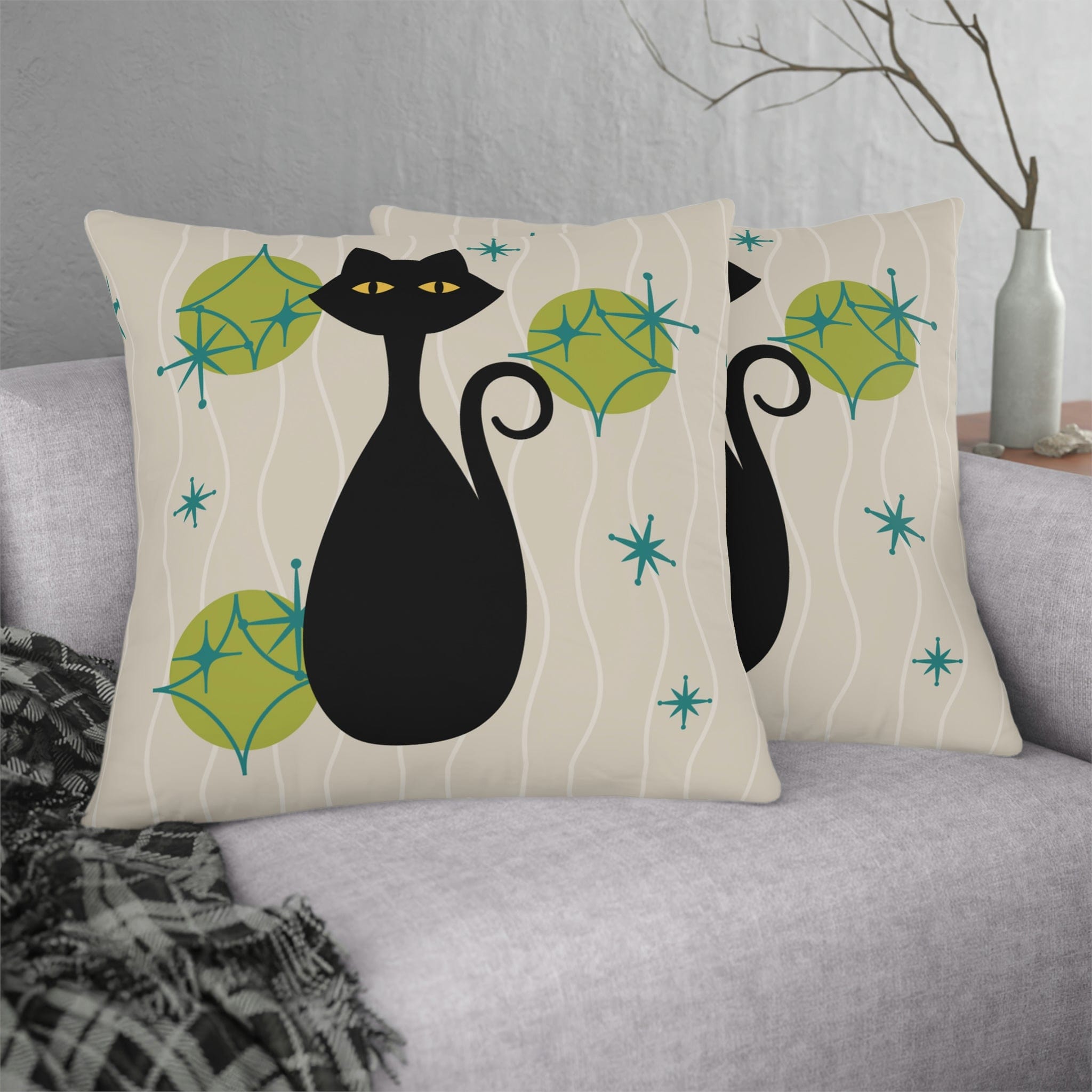 Kate McEnroe New York Outdoor Pillow in Retro 1950s Atomic Cat PrintThrow Pillows64664857615523777712