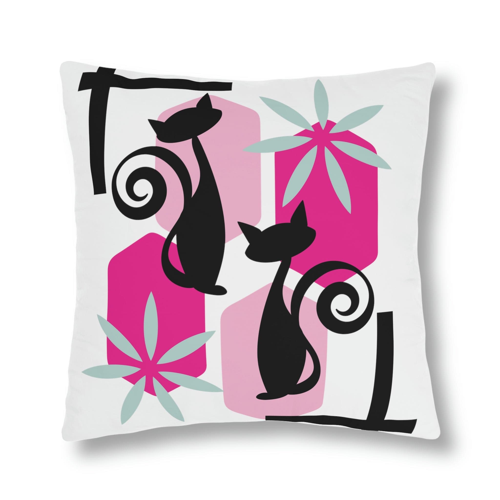 Kate McEnroe New York Outdoor Throw Pillow in Mid Century Modern Atomic Cat PrintThrow Pillows23534745869640698753