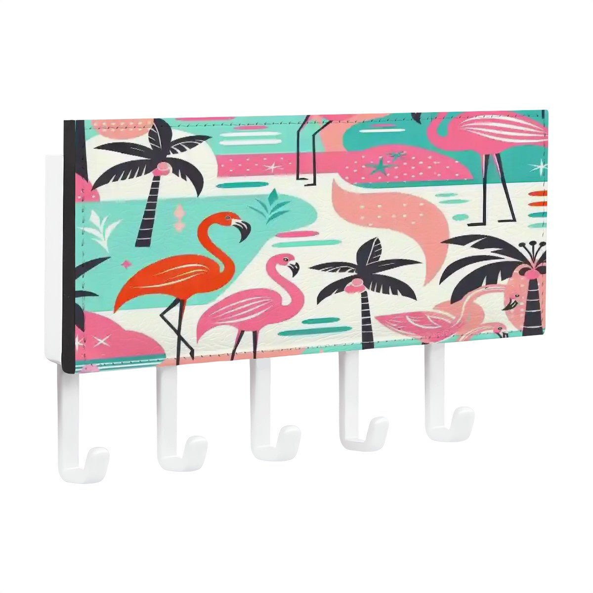 Kate McEnroe New York Palm Spring Mid Century Modern Flamingo Wall Mount Key Holder, Retro Tropical Wall Organizer, 50s Wall Hook RackKey Holder Wall Mount3SF7xr1qF5