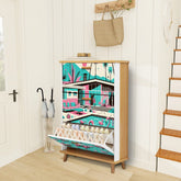 Kate McEnroe New York Palm Springs California Flamingo Design Shoe Cabinet, Mid Century Modern Kitsch Entryway StorageShoe StorageESdliG07j2