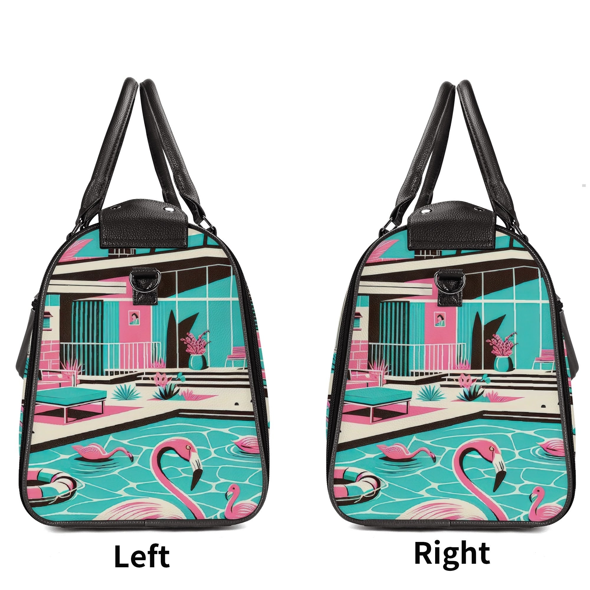 Kate McEnroe New York Palm Springs Flamingo Mid Century Modern Duffel Bag, Retro Poolside Travel WeekenderDuffel BagsWLXVX8LW - 2