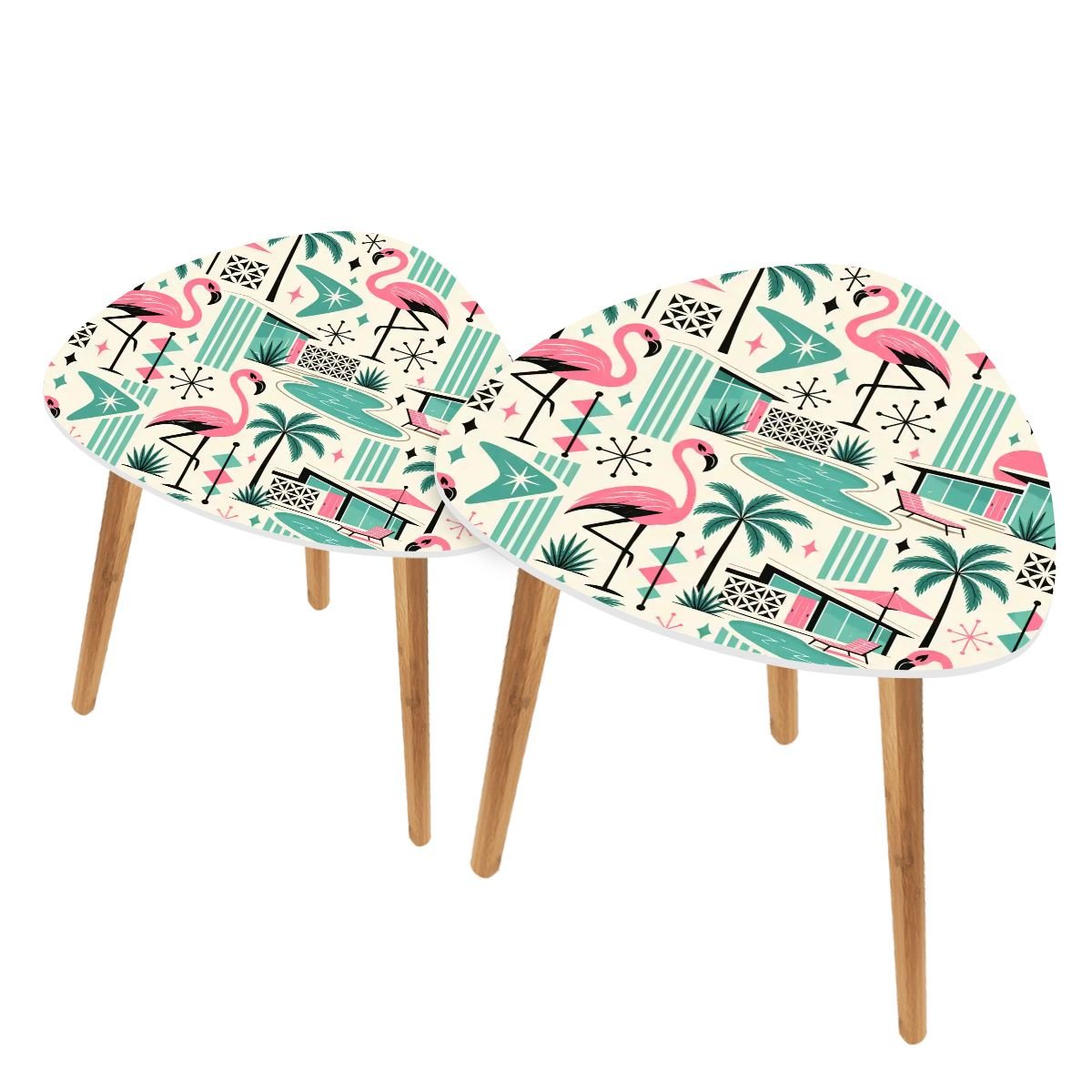 Kate McEnroe New York Palm Springs Flamingo Mid Century Modern Nesting TablesNesting TableswdDKLYdlmE