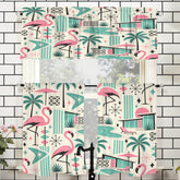 Kate McEnroe New York Palm Springs Flamingo Mid Century Modern Retro Kitchen Curtain SetValancesD3450392