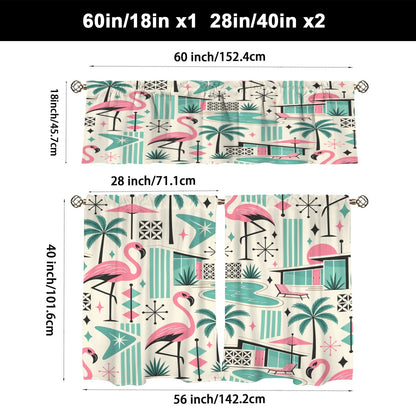 Kate McEnroe New York Palm Springs Flamingo Mid Century Modern Retro Kitchen Curtain SetValancesD3450392