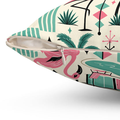 Kate McEnroe New York Palm Springs Flamingo Mid Century Modern Retro Throw PillowThrow Pillows18071068126926707651