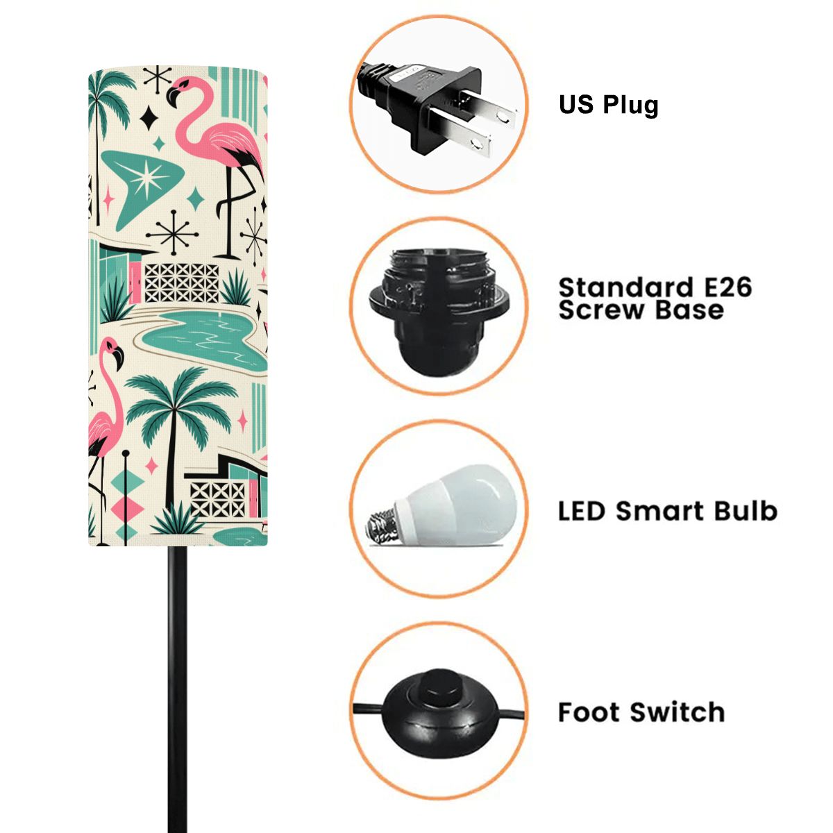 Kate McEnroe New York Palm Springs Flamingo Mid Century Modern Slim Floor LampSlim Floor Lamps3ywjzhUuub