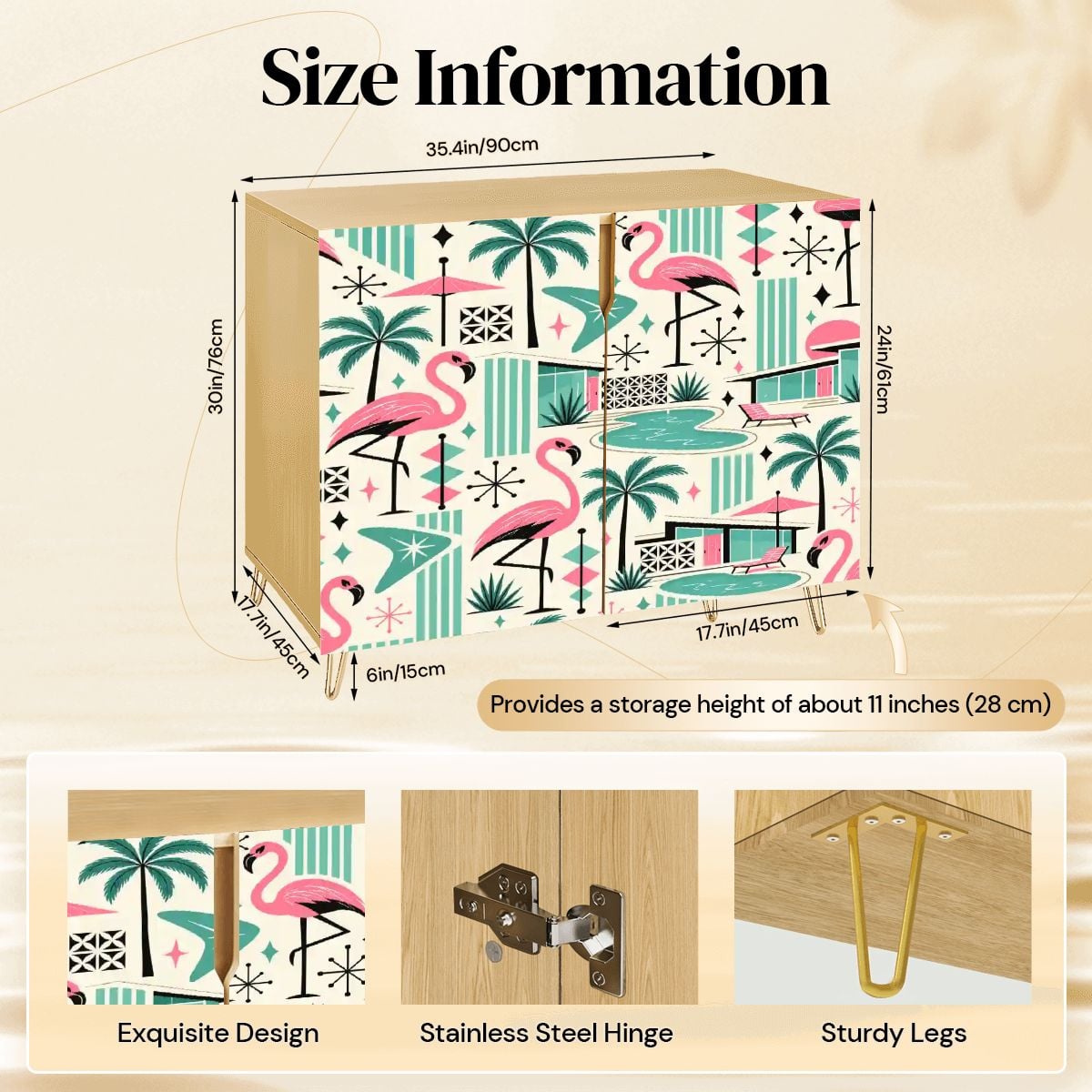Kate McEnroe New York Palm Springs Flamingo Mid Century Modern Storage Cabinet CredenzaStorage Cabinets5bOhbJpr6n