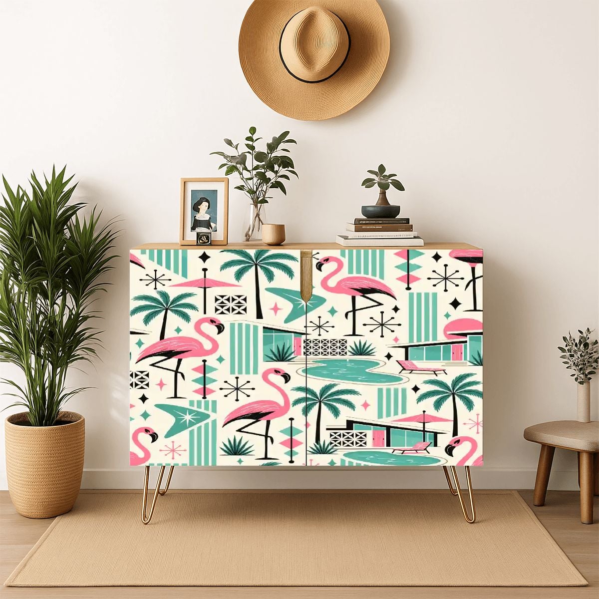 Kate McEnroe New York Palm Springs Flamingo Mid Century Modern Storage Cabinet CredenzaStorage Cabinets5bOhbJpr6n