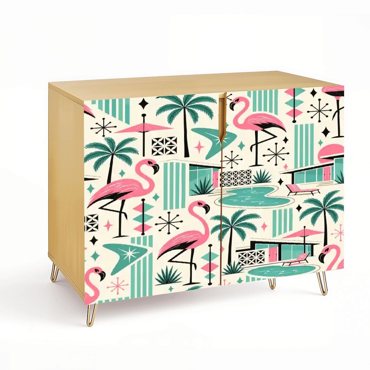 Kate McEnroe New York Palm Springs Flamingo Mid Century Modern Storage Cabinet CredenzaStorage Cabinets5bOhbJpr6n