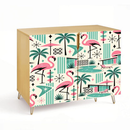 Kate McEnroe New York Palm Springs Flamingo Mid Century Modern Storage Cabinet CredenzaStorage Cabinets5bOhbJpr6n