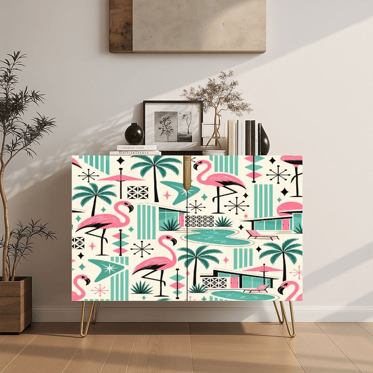 Kate McEnroe New York Palm Springs Flamingo Mid Century Modern Storage Cabinet CredenzaStorage Cabinets5bOhbJpr6n