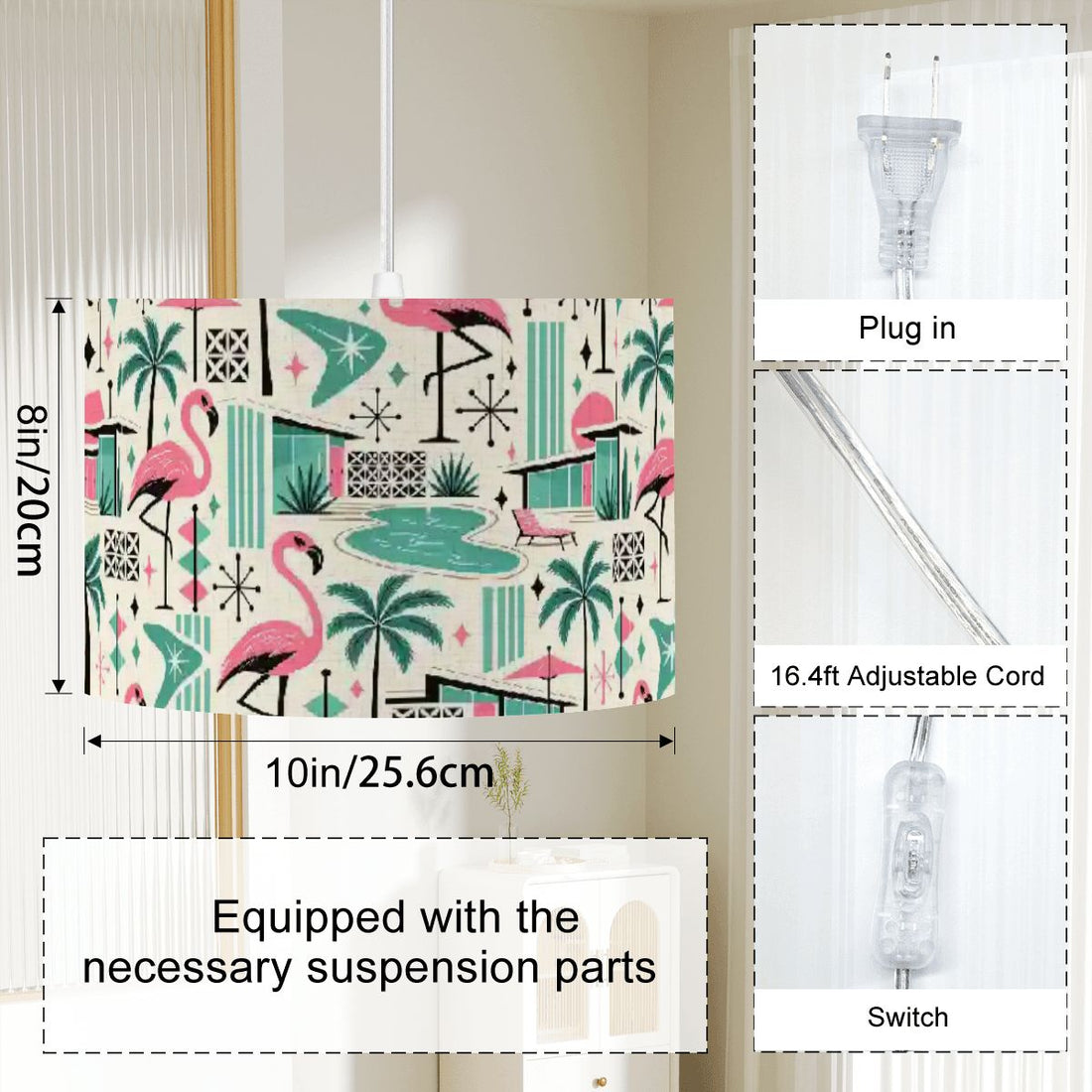 Kate McEnroe New York Palm Springs Flamingo Mid Century Modern Swag Ceiling LightPendant LightsFhBDsNowpE