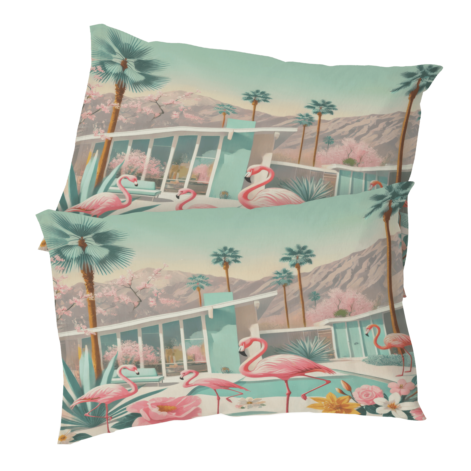 Kate McEnroe New York Palm Springs Flamingo Pillowcase, Mid Century Modern Bedroom AccentPillowcases1250