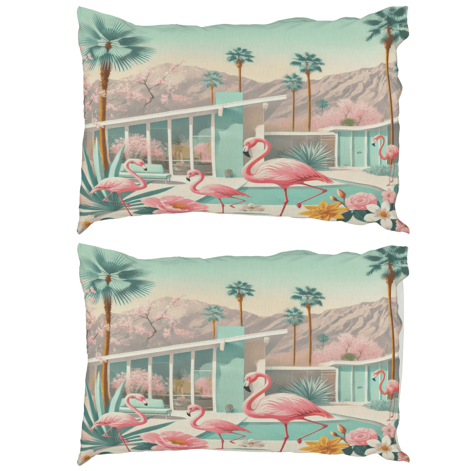 Kate McEnroe New York Palm Springs Flamingo Pillowcase, Mid Century Modern Bedroom AccentPillowcases1250