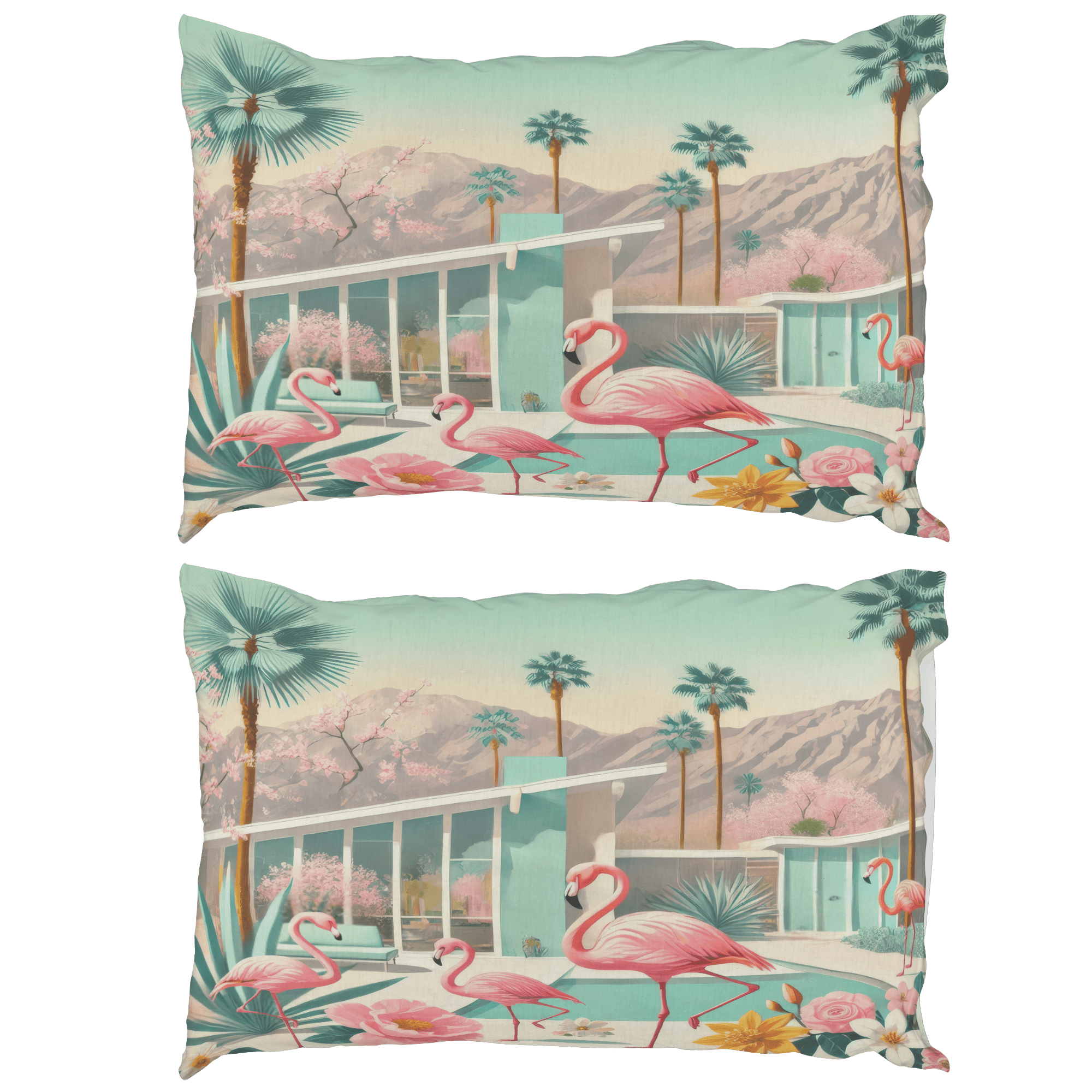 Kate McEnroe New York Palm Springs Flamingo Pillowcase, Mid Century Modern Bedroom AccentPillowcases1250