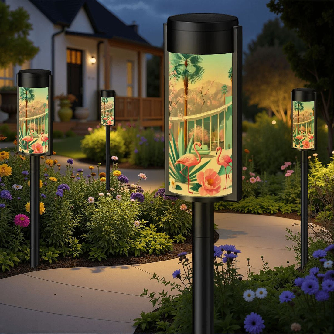 Kate McEnroe New York Palm Springs Flamingo Retro Mid Century Modern Solar Garden LightSolar Garden Stake LightsAUUj2Fu6ak