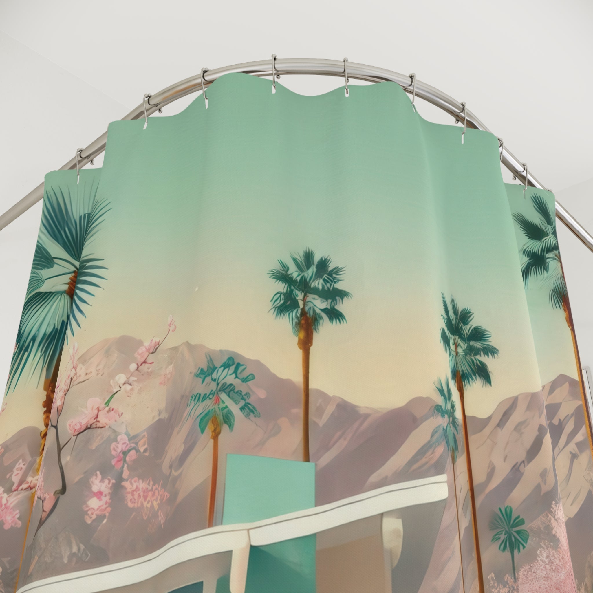 Kate McEnroe New York Palm Springs Flamingo Shower Curtain, Mid Century Modern Retro Bathroom DecorShower Curtains11536426620858060773