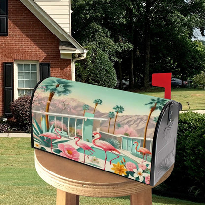 Kate McEnroe New York Palm Springs Flamingo Tropical Mid Century Modern Magnetic Mailbox CoverMailbox Covers7tS7ErL3wG