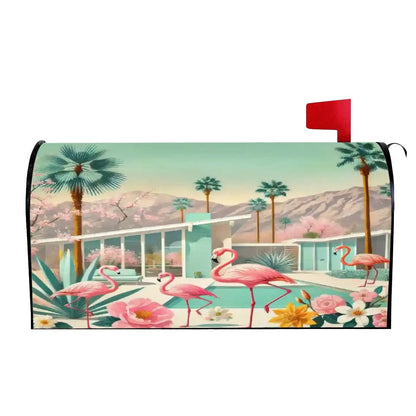 Kate McEnroe New York Palm Springs Flamingo Tropical Mid Century Modern Magnetic Mailbox CoverMailbox Covers7tS7ErL3wG