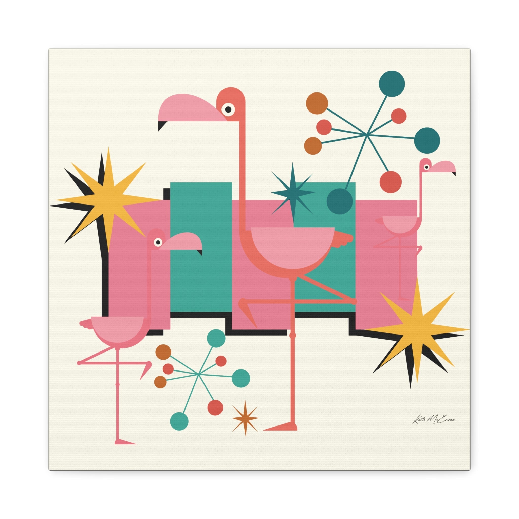 Kate McEnroe New York Palm Springs Kitschy Flamingo 50s Retro Mid Century Modern Canvas ArtCanvas Wall Art26870581379864173866