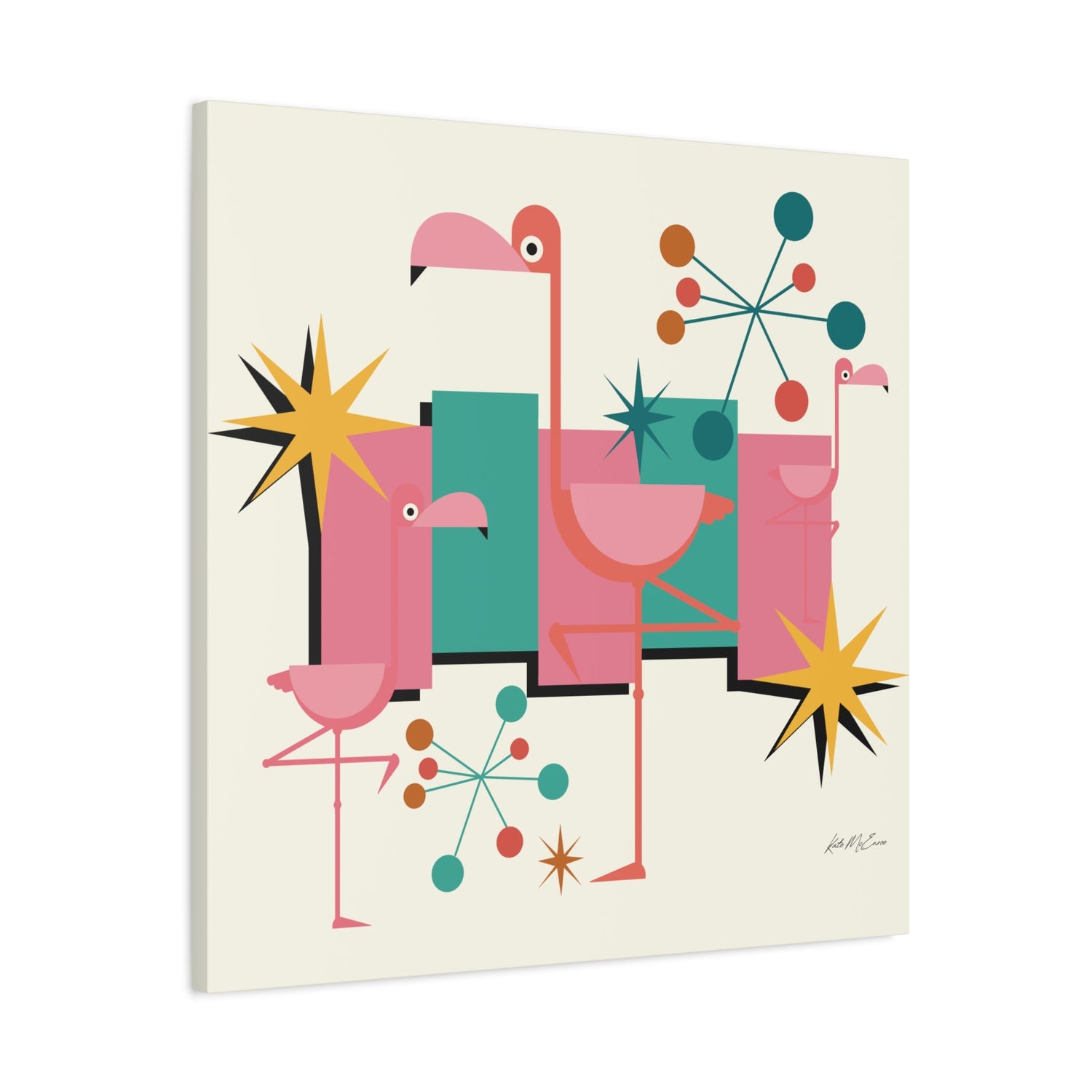 Kate McEnroe New York Palm Springs Kitschy Flamingo 50s Retro Mid Century Modern Canvas ArtCanvas Wall Art27363434801412381377