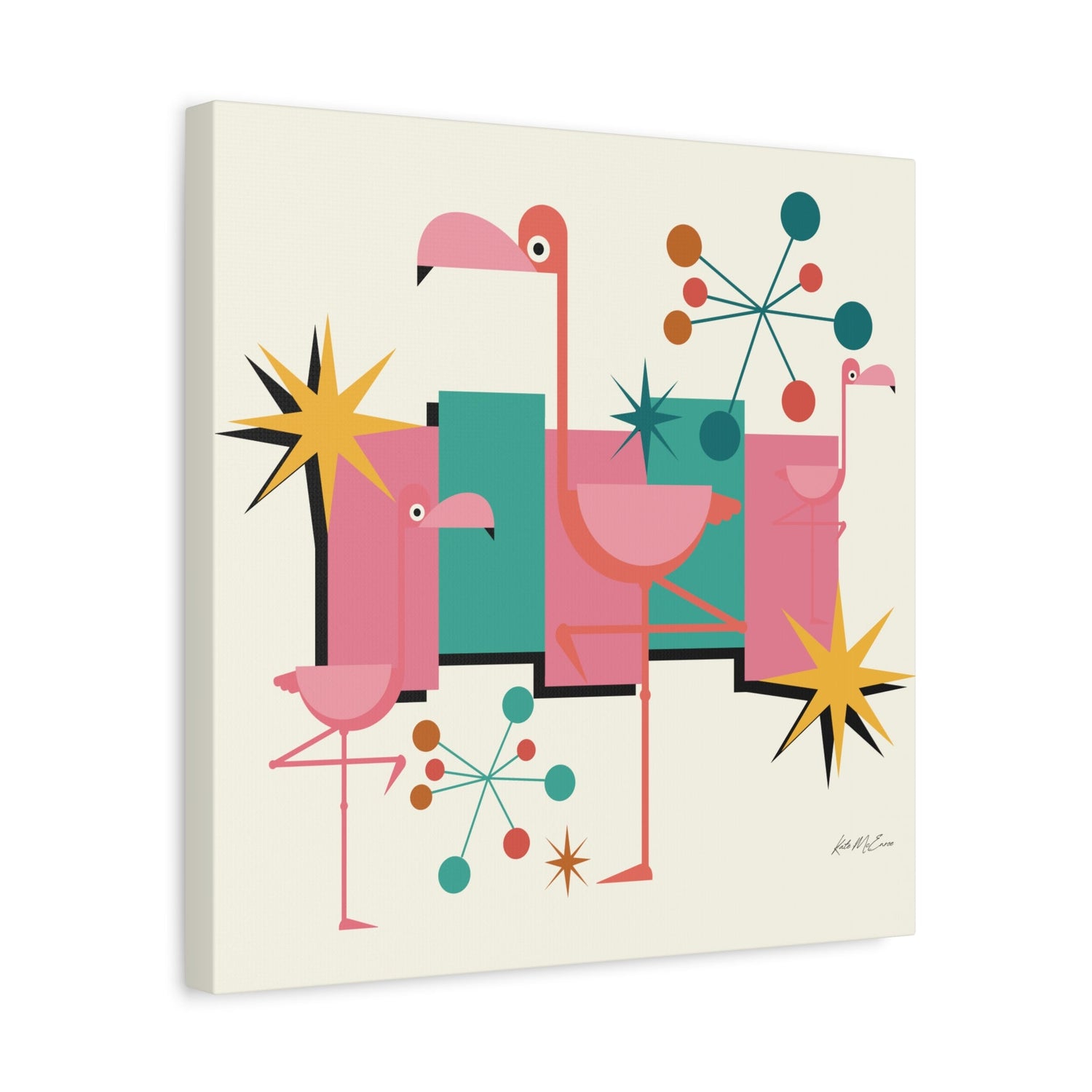 Kate McEnroe New York Palm Springs Kitschy Flamingo 50s Retro Mid Century Modern Canvas ArtCanvas Wall Art78795600709121964798