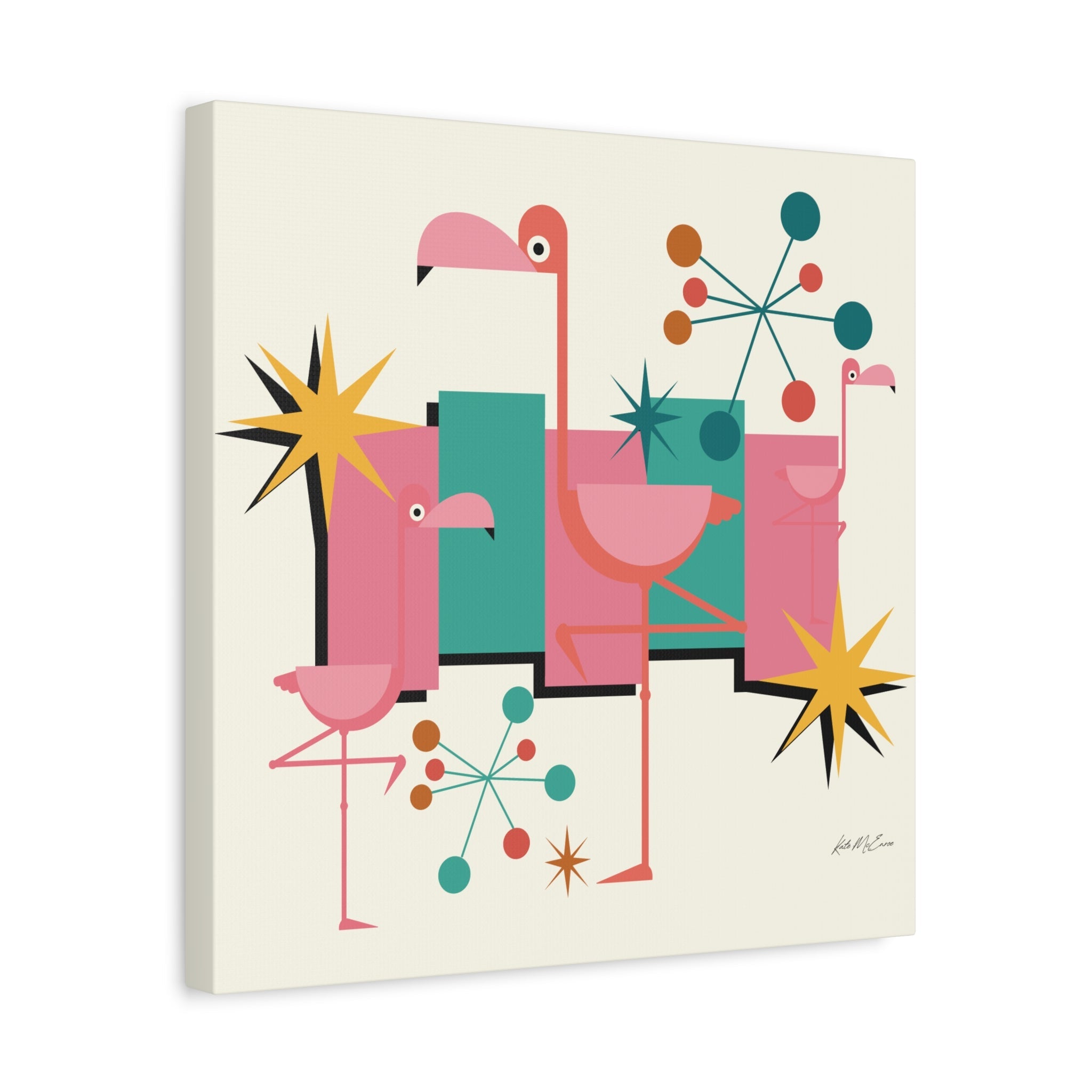 Kate McEnroe New York Palm Springs Kitschy Flamingo 50s Retro Mid Century Modern Canvas ArtCanvas Wall Art78795600709121964798