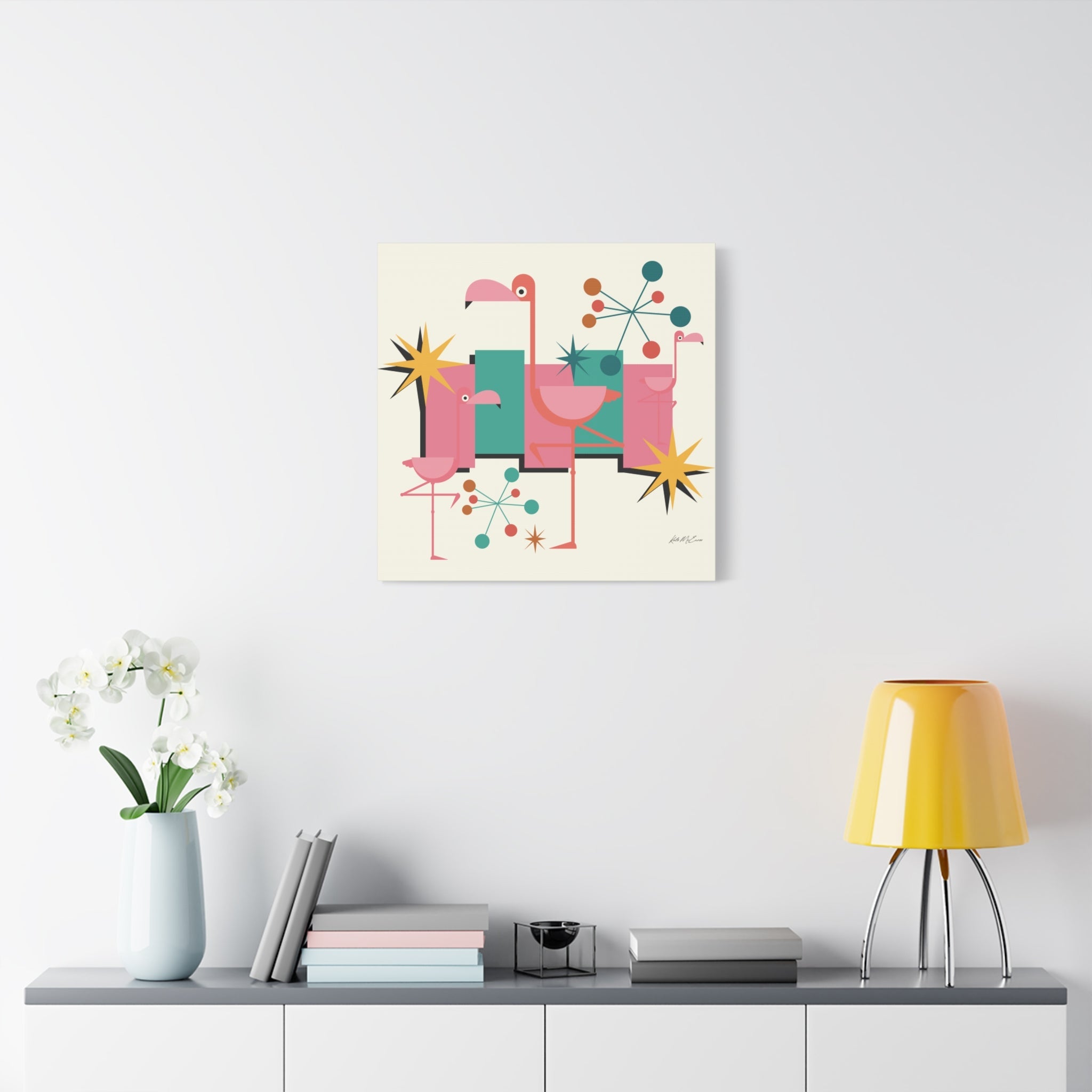 Kate McEnroe New York Palm Springs Kitschy Flamingo 50s Retro Mid Century Modern Canvas ArtCanvas Wall Art78795600709121964798