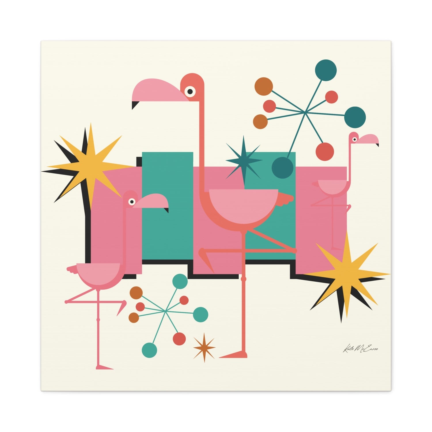 Kate McEnroe New York Palm Springs Kitschy Flamingo 50s Retro Mid Century Modern Canvas ArtCanvas Wall Art78795600709121964798