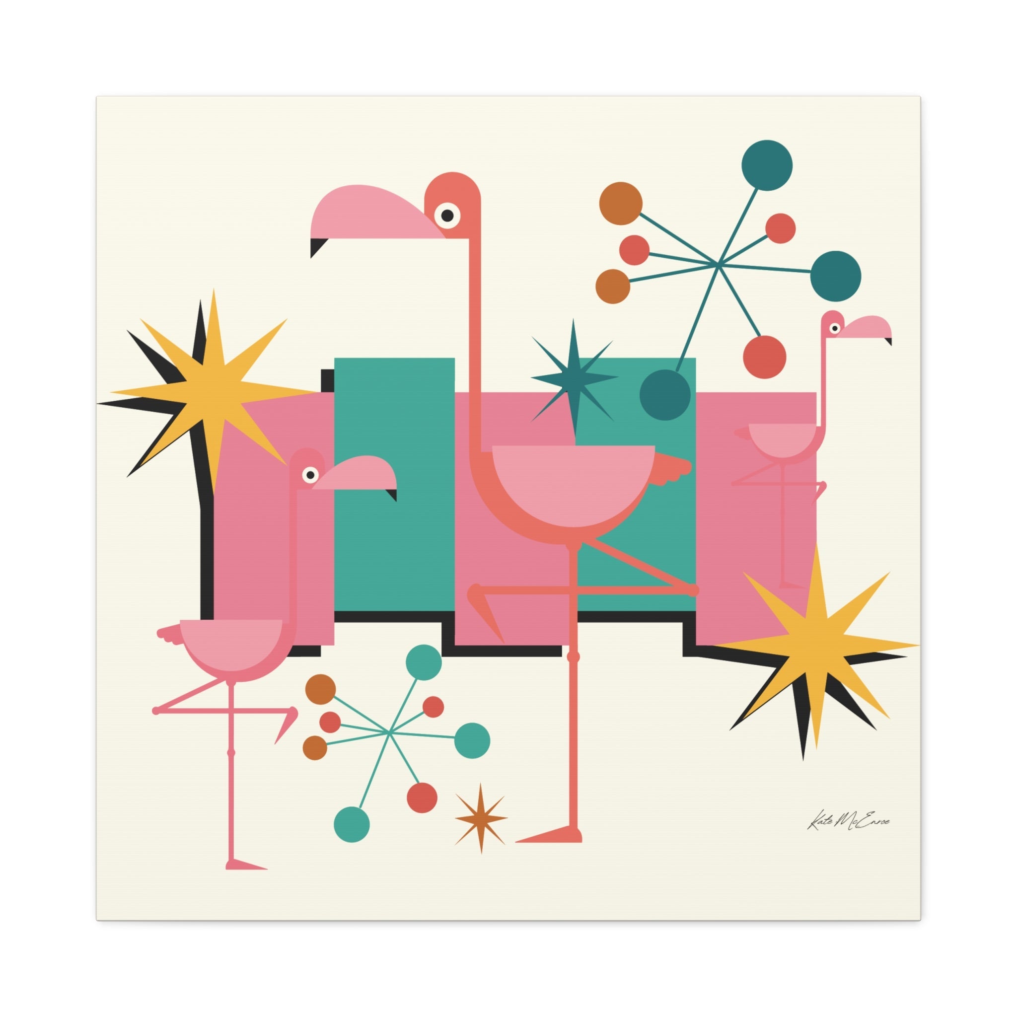 Kate McEnroe New York Palm Springs Kitschy Flamingo 50s Retro Mid Century Modern Canvas ArtCanvas Wall Art78795600709121964798